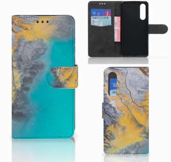 B2Ctelecom Huawei P30 Boekhoesje Design Marble Blue Gold