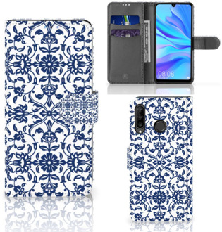 B2Ctelecom Huawei P30 Lite Book Cover Hoesje Flower Blue