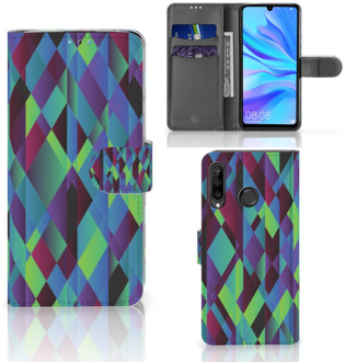 B2Ctelecom Huawei P30 Lite Bookcase Hoesje Design Abstract Green Blue