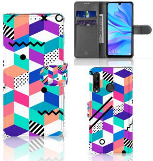 B2Ctelecom Huawei P30 Lite Bookcase Hoesje Design Blocks Colorful