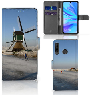 B2Ctelecom Huawei P30 Lite Bookcase Hoesje Design Schaatsers