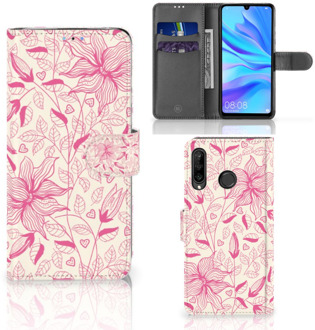 B2Ctelecom Huawei P30 Lite Bookcase Hoesje Pink Flowers