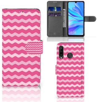 B2Ctelecom Huawei P30 Lite Bookcase Hoesje Waves Pink