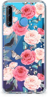 B2Ctelecom Huawei P30 Lite Case Butterfly Roses