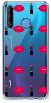 B2Ctelecom Huawei P30 Lite Doorzichtige Silicone Hoesje Lipstick Kiss