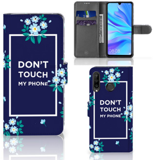 B2Ctelecom Huawei P30 Lite Flip Case Flowers Blue DTMP