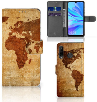 B2Ctelecom Huawei P30 Lite Flipcase Design Wereldkaart