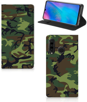 B2Ctelecom Huawei P30 Lite Standcase Hoesje Design Army Dark