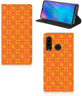 B2Ctelecom Huawei P30 Lite Standcase Hoesje Design Batik Orange