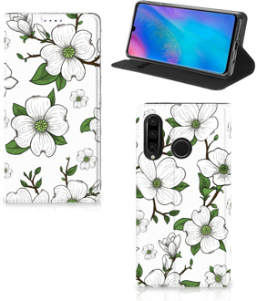 B2Ctelecom Huawei P30 Lite Standcase Hoesje Design Dogwood Flowers