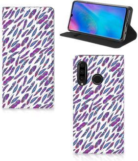 B2Ctelecom Huawei P30 Lite Standcase Hoesje Design Feathers Color