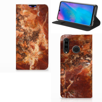 B2Ctelecom Huawei P30 Lite Standcase Hoesje Design Marmer Bruin