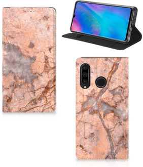 B2Ctelecom Huawei P30 Lite Standcase Hoesje Design Marmer Oranje