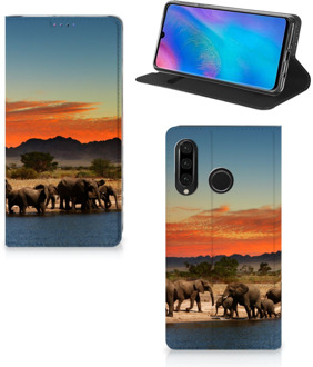 B2Ctelecom Huawei P30 Lite Standcase Hoesje Design Olifanten