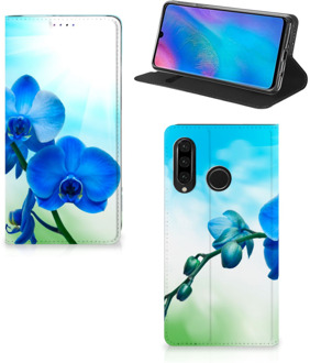 B2Ctelecom Huawei P30 Lite Standcase Hoesje Design Orchidee Blauw