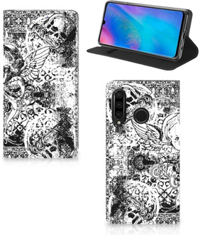 B2Ctelecom Huawei P30 Lite Standcase Hoesje Design Skulls Angel