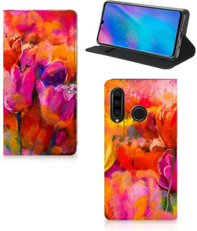 B2Ctelecom Huawei P30 Lite Standcase Hoesje Design Tulpen