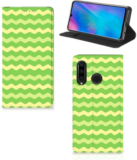 B2Ctelecom Huawei P30 Lite Standcase Hoesje Design Waves Green