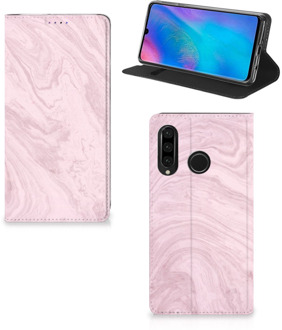 B2Ctelecom Huawei P30 Lite Standcase Hoesje Marble Pink