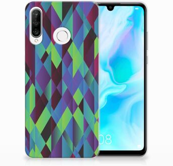 B2Ctelecom Huawei P30 Lite TPU Hoesje Design Abstract Green Blue