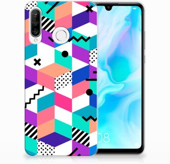 B2Ctelecom Huawei P30 Lite TPU Hoesje Design Blocks Colorful