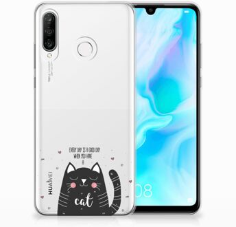 B2Ctelecom Huawei P30 Lite TPU Hoesje Design Cat Good Day