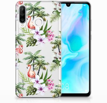 B2Ctelecom Huawei P30 Lite TPU Hoesje Design Flamingo Palms