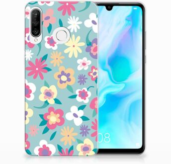 B2Ctelecom Huawei P30 Lite TPU Hoesje Design Flower Power