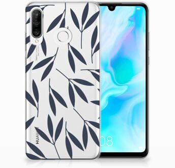 B2Ctelecom Huawei P30 Lite TPU Hoesje Design Leaves Blue