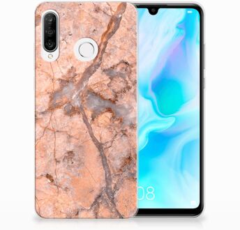 B2Ctelecom Huawei P30 Lite TPU Hoesje Design Marmer Oranje