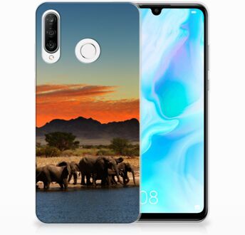 B2Ctelecom Huawei P30 Lite TPU Hoesje Design Olifanten