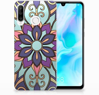 B2Ctelecom Huawei P30 Lite TPU Hoesje Design Purple Flower