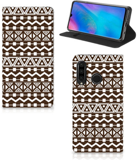 B2Ctelecom Huawei P30 Lite Uniek Standcase Hoesje Aztec Brown