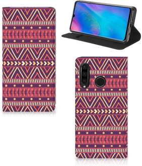 B2Ctelecom Huawei P30 Lite Uniek Standcase Hoesje Aztec Purple