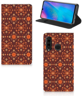 B2Ctelecom Huawei P30 Lite Uniek Standcase Hoesje Batik Brown