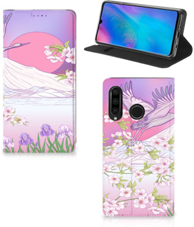 B2Ctelecom Huawei P30 Lite Uniek Standcase Hoesje Bird Flying