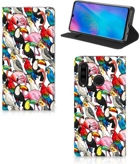 B2Ctelecom Huawei P30 Lite Uniek Standcase Hoesje Birds