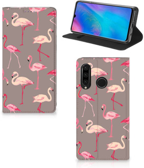 B2Ctelecom Huawei P30 Lite Uniek Standcase Hoesje Flamingo