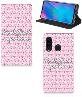 B2Ctelecom Huawei P30 Lite Uniek Standcase Hoesje Flowers Pink DTMP