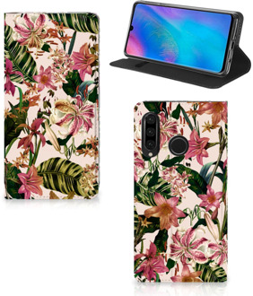 B2Ctelecom Huawei P30 Lite Uniek Standcase Hoesje Flowers