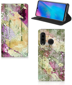 B2Ctelecom Huawei P30 Lite Uniek Standcase Hoesje Letter Painting