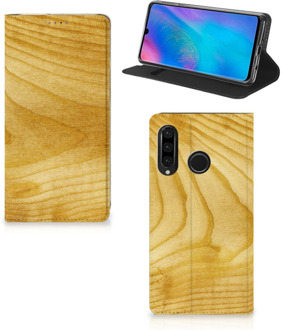 B2Ctelecom Huawei P30 Lite Uniek Standcase Hoesje Licht Hout