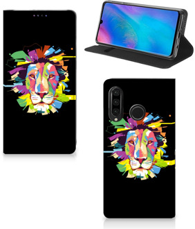 B2Ctelecom Huawei P30 Lite Uniek Standcase Hoesje Lion Color