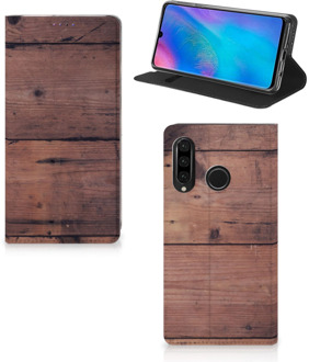 B2Ctelecom Huawei P30 Lite Uniek Standcase Hoesje Old Wood