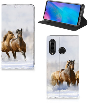 B2Ctelecom Huawei P30 Lite Uniek Standcase Hoesje Paarden