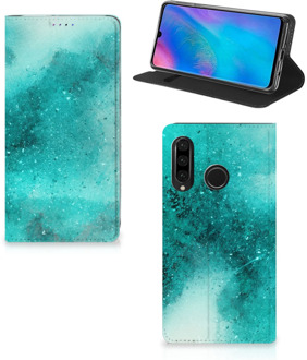 B2Ctelecom Huawei P30 Lite Uniek Standcase Hoesje Painting Blue