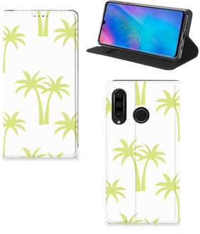 B2Ctelecom Huawei P30 Lite Uniek Standcase Hoesje Palmtrees