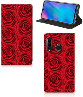 B2Ctelecom Huawei P30 Lite Uniek Standcase Hoesje Red Roses