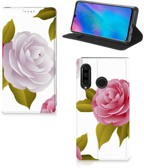 B2Ctelecom Huawei P30 Lite Uniek Standcase Hoesje Roses