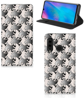 B2Ctelecom Huawei P30 Lite Uniek Standcase Hoesje Salamander Grey